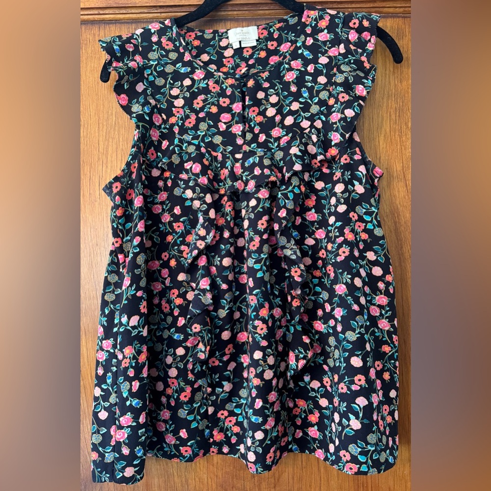 Kate Spade- Floral ruffled sleeveless blouse- Small